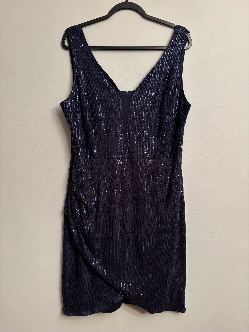 Navy Sequin V-Neck Mini Dress